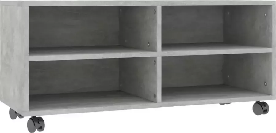 Maison Exclusive Tv-meubel met wieltjes 90x35x35 cm bewerkt hout betongrijs