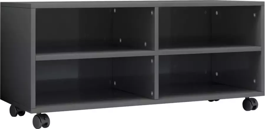 Maison Exclusive Tv-meubel met wieltjes 90x35x35 cm bewerkt hout hoogglans grijs