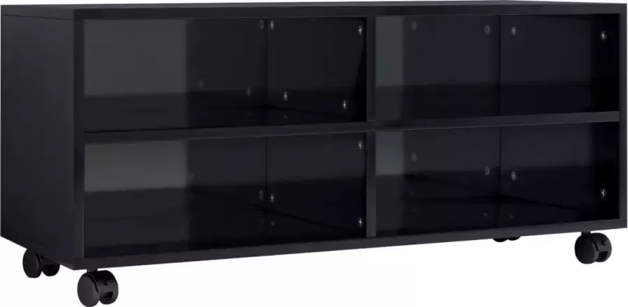 Maison Exclusive Tv-meubel met wieltjes 90x35x35 cm bewerkt hout hoogglans zwart