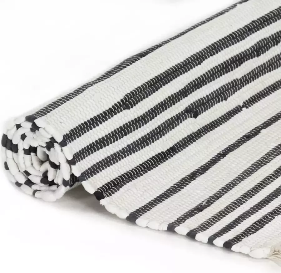 Maison Exclusive Vloerkleed cMaison Exclusive -ndi handgeweven 120x170 cm katoen antraciet wit