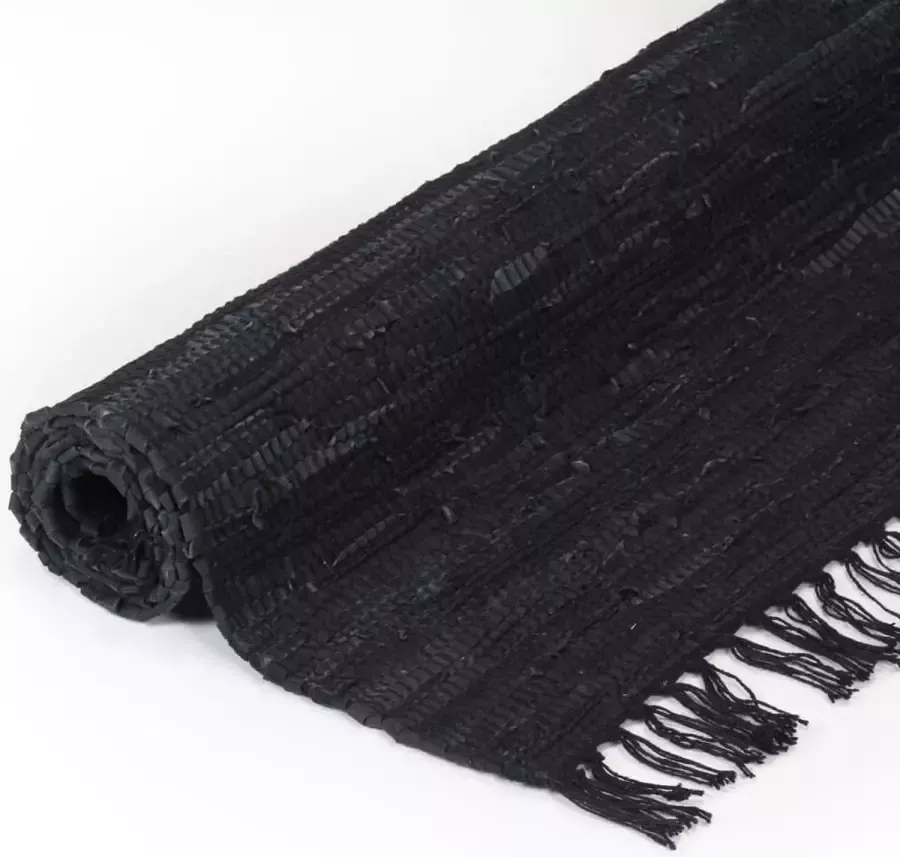 Maison Exclusive Vloerkleed CMaison Exclusive -ndi handgeweven 190x280 cm leer zwart