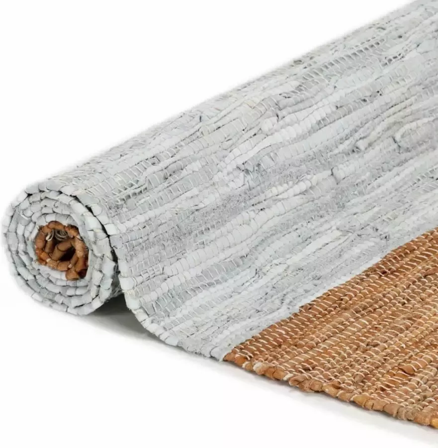 Maison Exclusive Vloerkleed cndi handgeweven 120x170 cm leer lichtgrijs en tan