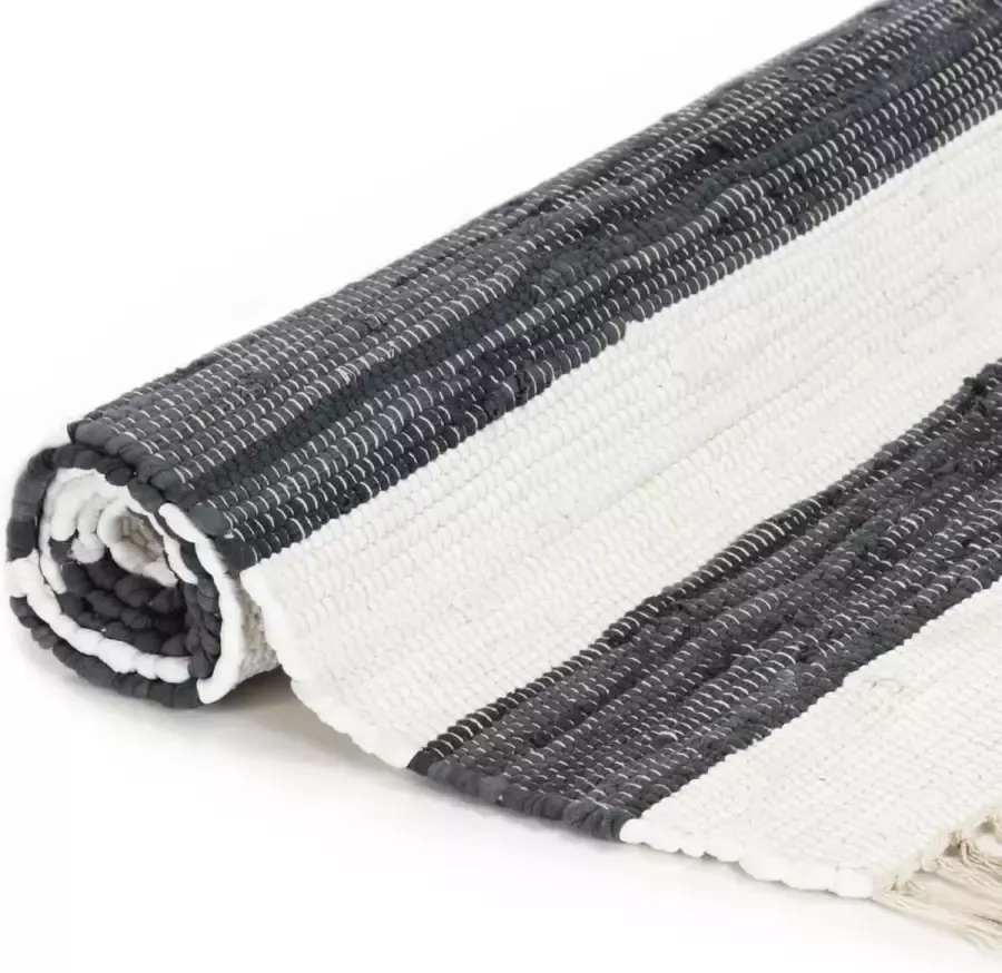 Maison Exclusive Vloerkleed cndi handgeweven 160x230 cm katoen antraciet wit