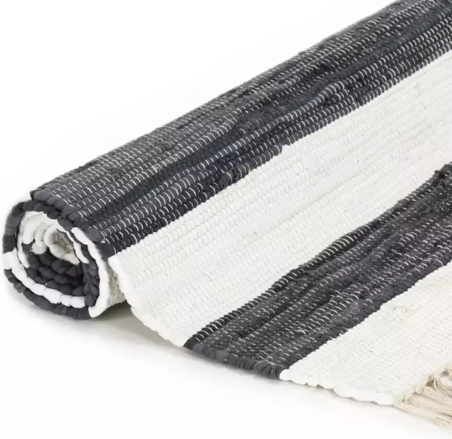 Maison Exclusive Vloerkleed cndi handgeweven 200x290 cm katoen antraciet wit