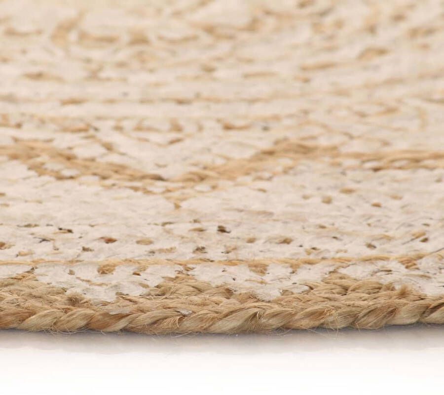Maison Exclusive Vloerkleed met print rond 210 cm gevlochten jute
