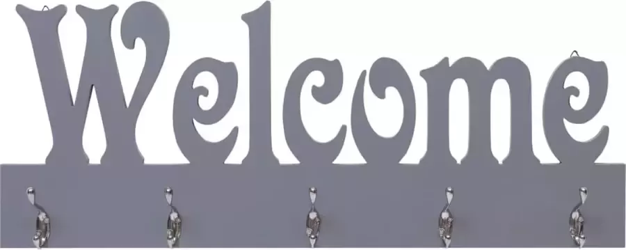 Maison Exclusive Wandkapstok WELCOME 74x29 5 cm grijs