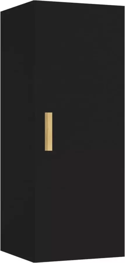 Maison Exclusive Wandkast 34 5x34x90 cm bewerkt hout zwart