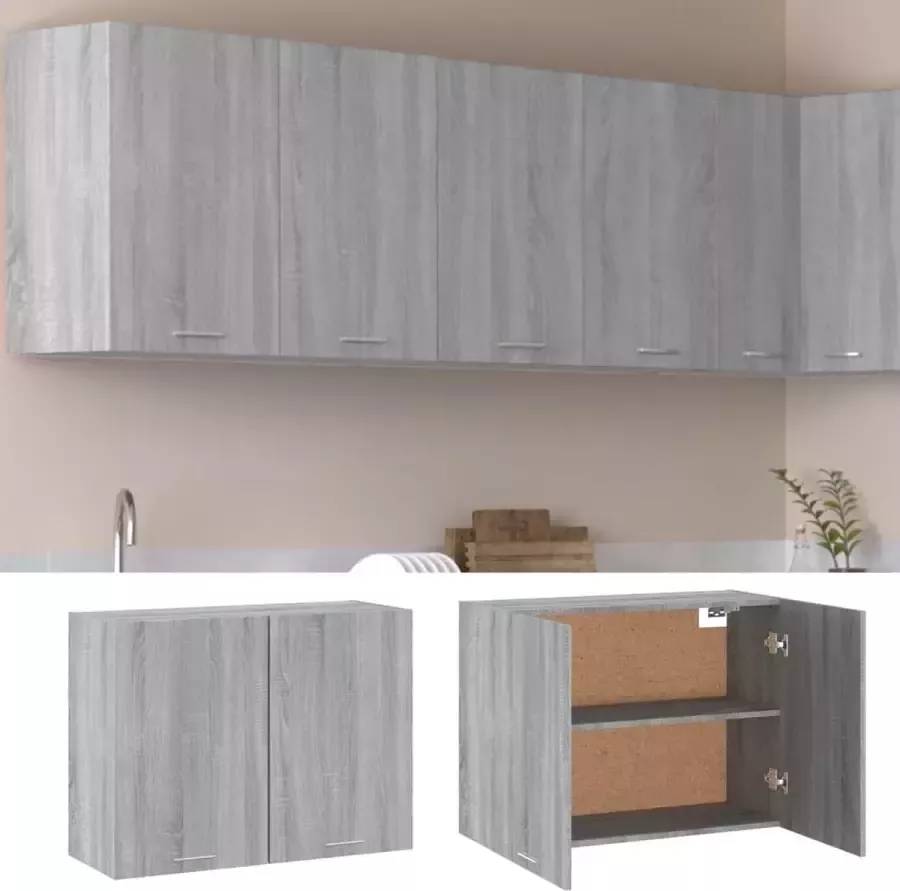 Maison Exclusive Wandkast hangend 80x31x60 cm bewerkt hout grijs sonoma eiken