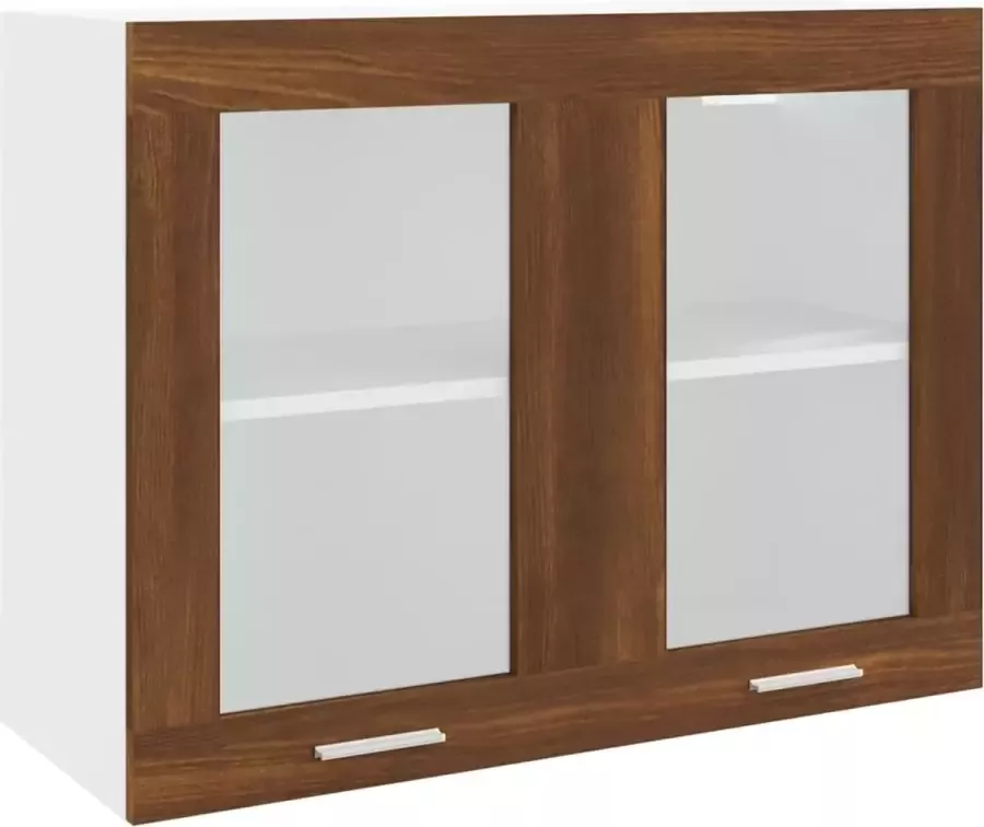 Maison Exclusive Wandkast hangend 80x31x60 cm glas en bewerkt hout bruineiken