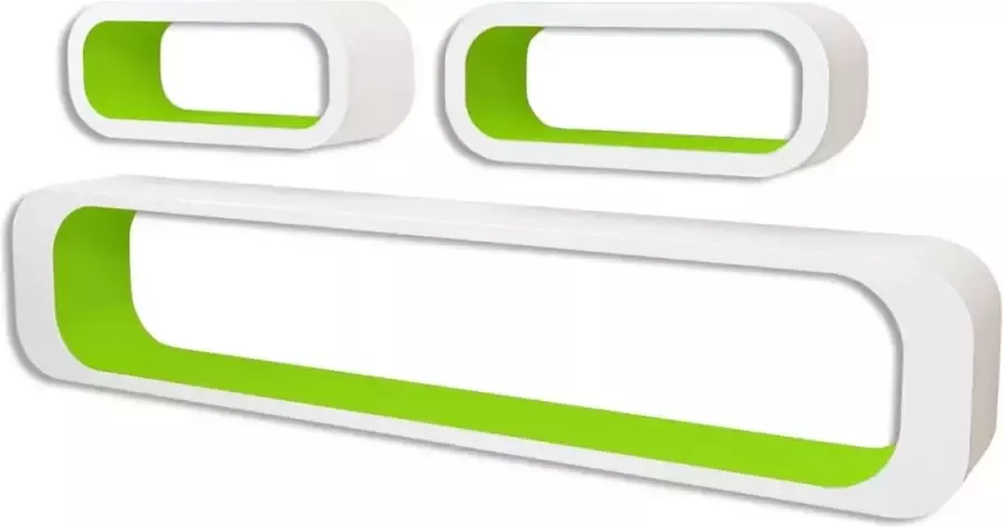 Maison Exclusive Wandplanken kubus 6 st groen en wit