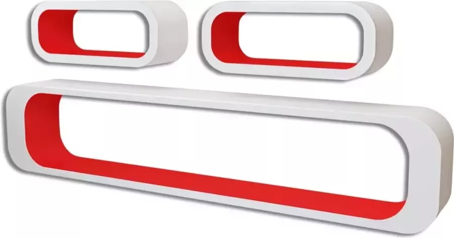 Maison Exclusive Wandplanken kubus 6 st rood en wit