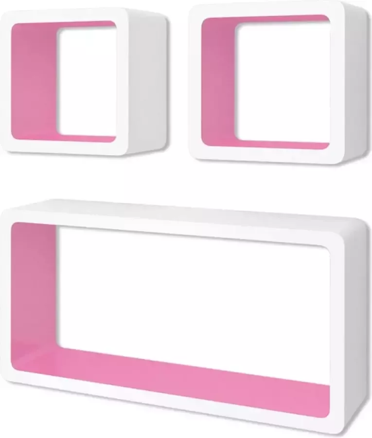 Maison Exclusive Wandplanken kubus 6 st wit en roze