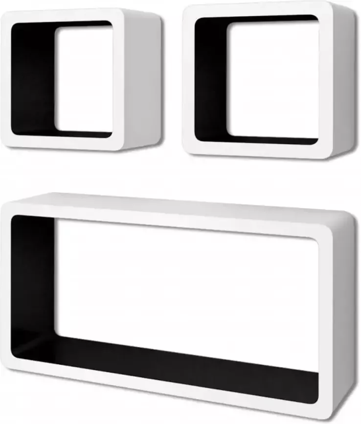 Maison Exclusive Wandplanken kubus 6 st wit en zwart