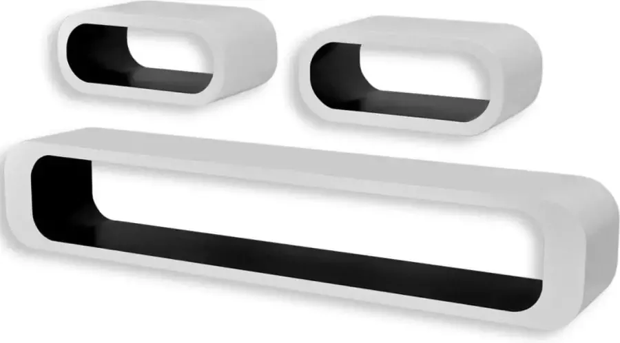 Maison Exclusive Wandplanken kubus 6 st zwart en wit