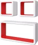 Maison Exclusive Wandplanken kubus MDF zwevend opbergruimte boeken dvd 3 st wit-rood - Thumbnail 1