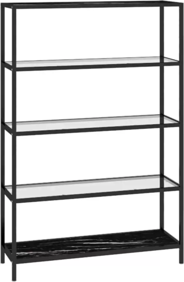 Maison Exclusive Schap 100x36x168 cm gehard glas zwartmarmerkleur en transparant