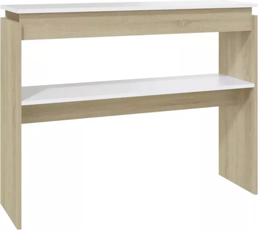 Maison Exclusive Wandtafel 102x30x80 cm spaanplaat wit en sonoma eikenkleurig