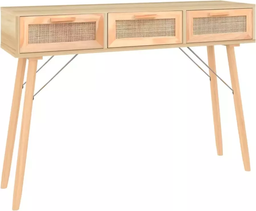 Maison Exclusive Wandtafel 105x30x75 cm massief grenenhout en natuurlijk rattan