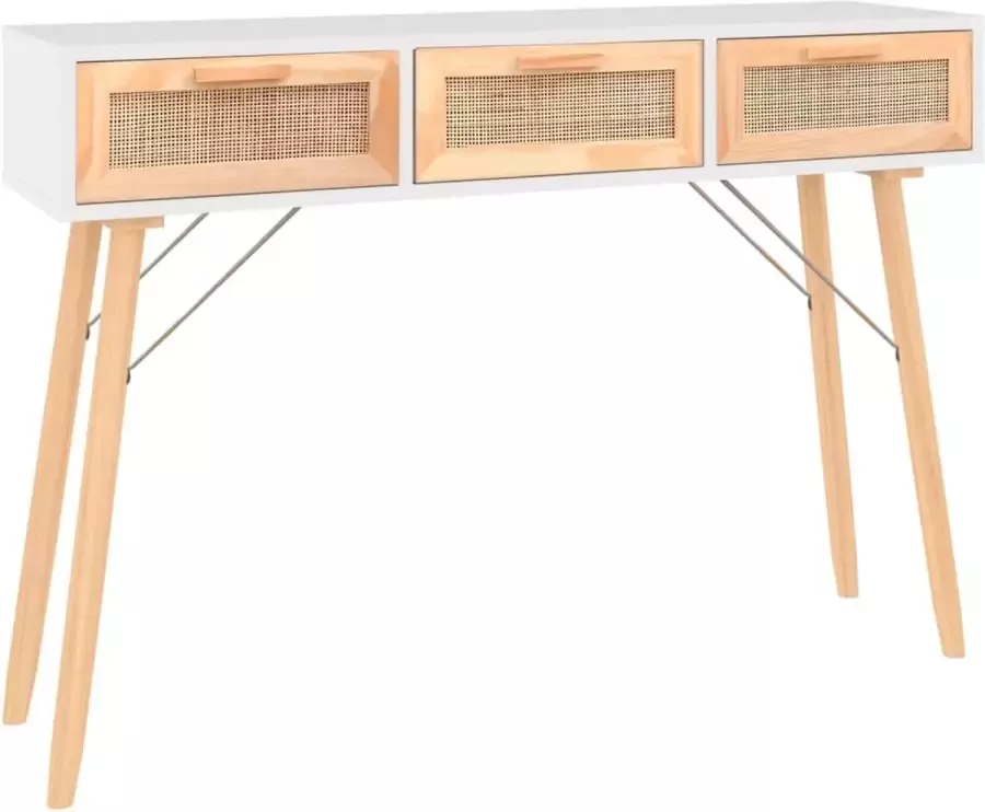 Maison Exclusive Wandtafel 105x30x75 cm massief grenenhout en natuurlijk rattan