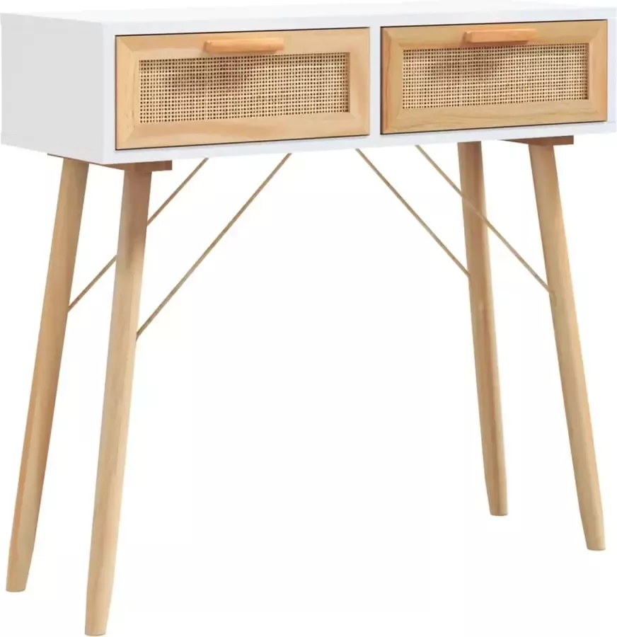Maison Exclusive Wandtafel 80x30x75 cm massief grenenhout en natuurlijk rattan