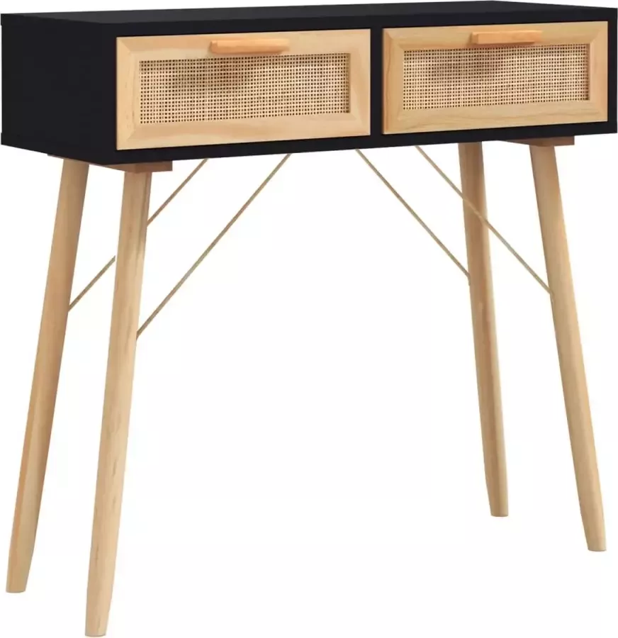 Maison Exclusive Wandtafel 80x30x75 cm massief grenenhout en natuurlijk rattan