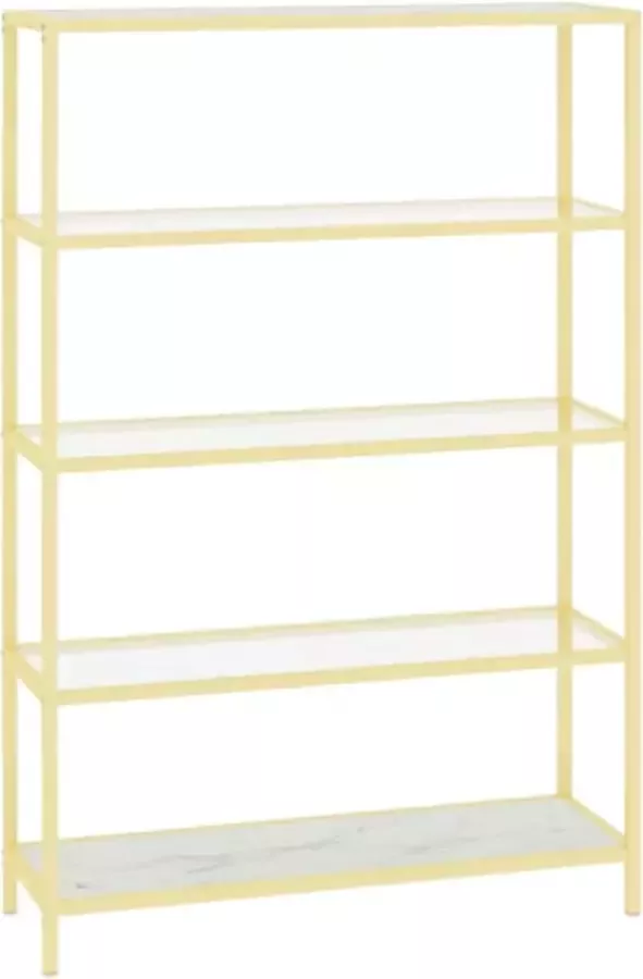 Maison Exclusive Schap gehard glas goudkleurig en witmarmerkleurig