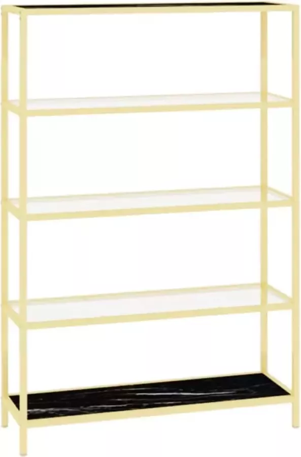 Maison Exclusive Schap gehard glas goudkleurig en zwartmarmerkleurig