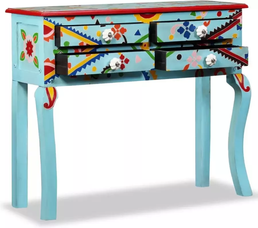 Maison Exclusive Wandtafel handgescMaison Exclusive -lderd massief mangohout blauw