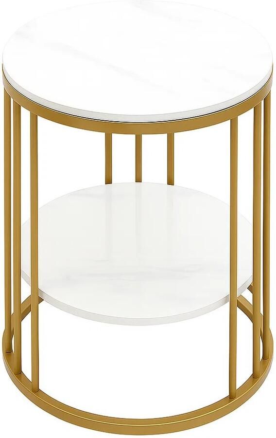 Maison Nordique Bijzettafel rond Bijzettafel Bijzettafels Bijzettafeltjes woonkamer Salontafel 40x40x54 Marmer look