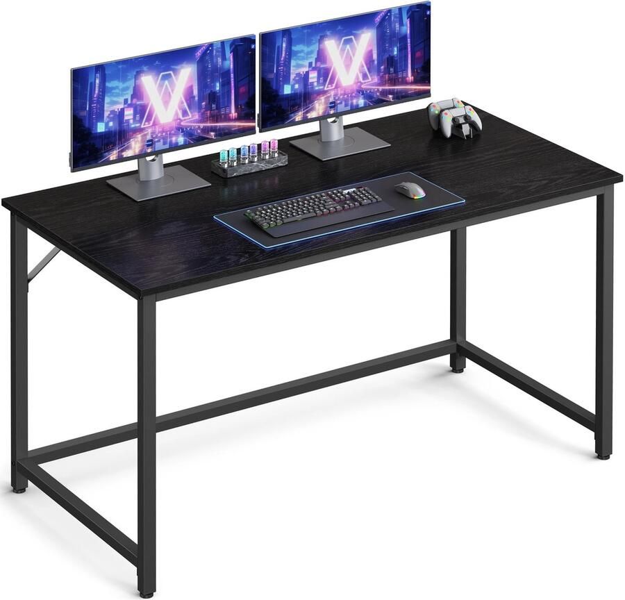 Maison Nordique Bureau Bureaus Computertafel Gamebureau Studie bureau Verstelbare Poten 60x120x76cm Zwart