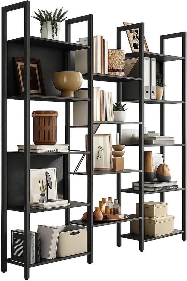 Maison Nordique Kast Boekenkast Open kast Vakkenkast Openkast idustrieel open kast met planken 24x158x166CM Zwart