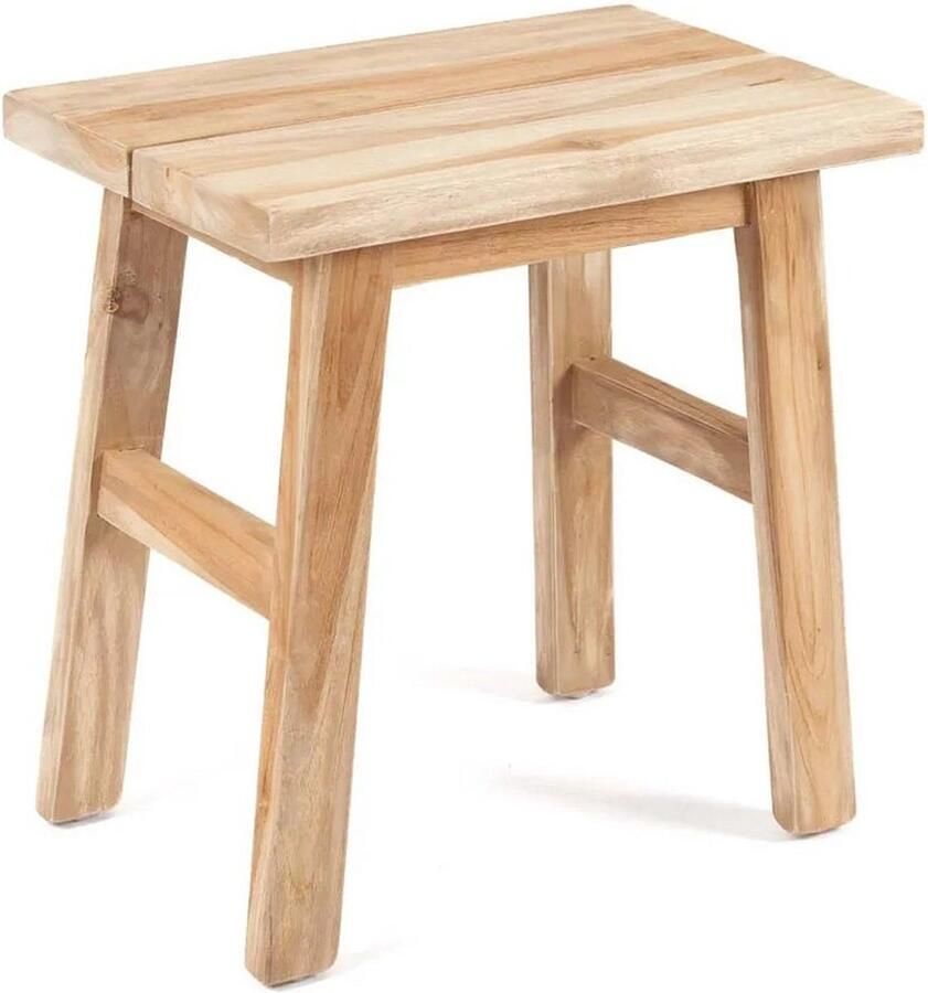 Rootz Living Rootz Makara Kruk Extra zitplaatsen Bijzettafel Stevig teruggewonnen teakhout Eco-vriendelijk 25cm x 40cm x 45cm