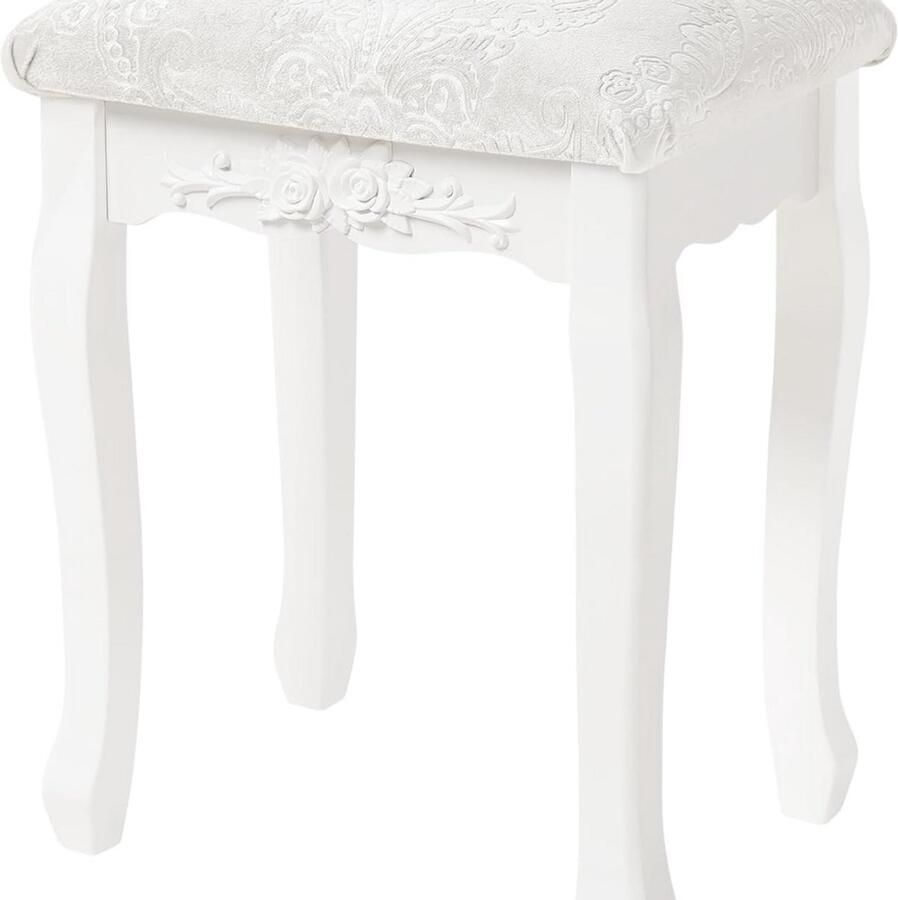 Make Up Kruk voor Kaptafel Stoel Krukje Zitkruk Stevig Stijlvol MDF Kunststof 37x29x48 Wit