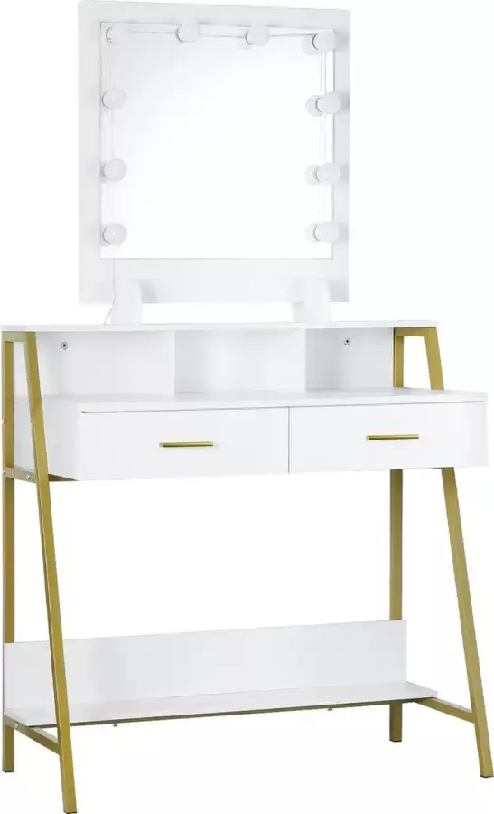 Make-up Tafel Kaptafel Met Spiegel Dressoir Luxe Kaptafel Slaapkamer Moderne look Wit Goud