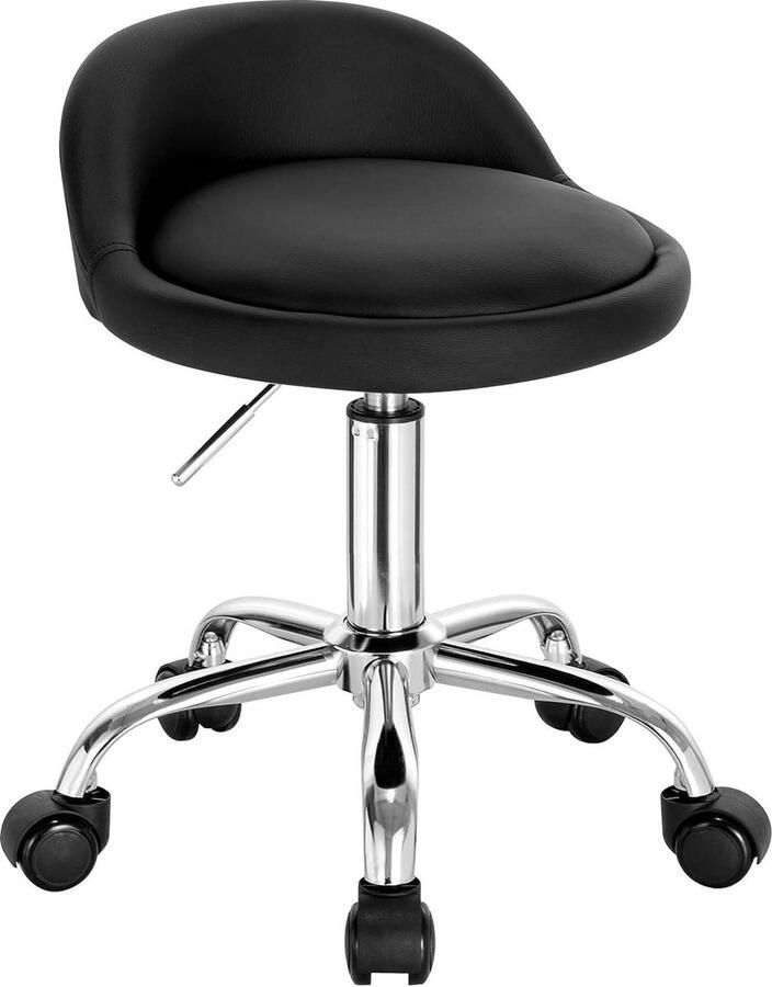 Rootz Living Rootz Make-upkruk Rollende kruk Verstelbare hoogte Ergonomische rugleuning 30 cm x 30 cm x 53-65 5 cm