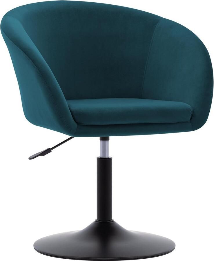 Make-upstoel in hoogte verstelbaar loungestoel van fluweel draaibaar cocktailstoel draaistoel met armleuning voor woonkamer eetkamer slaapkamer petrol