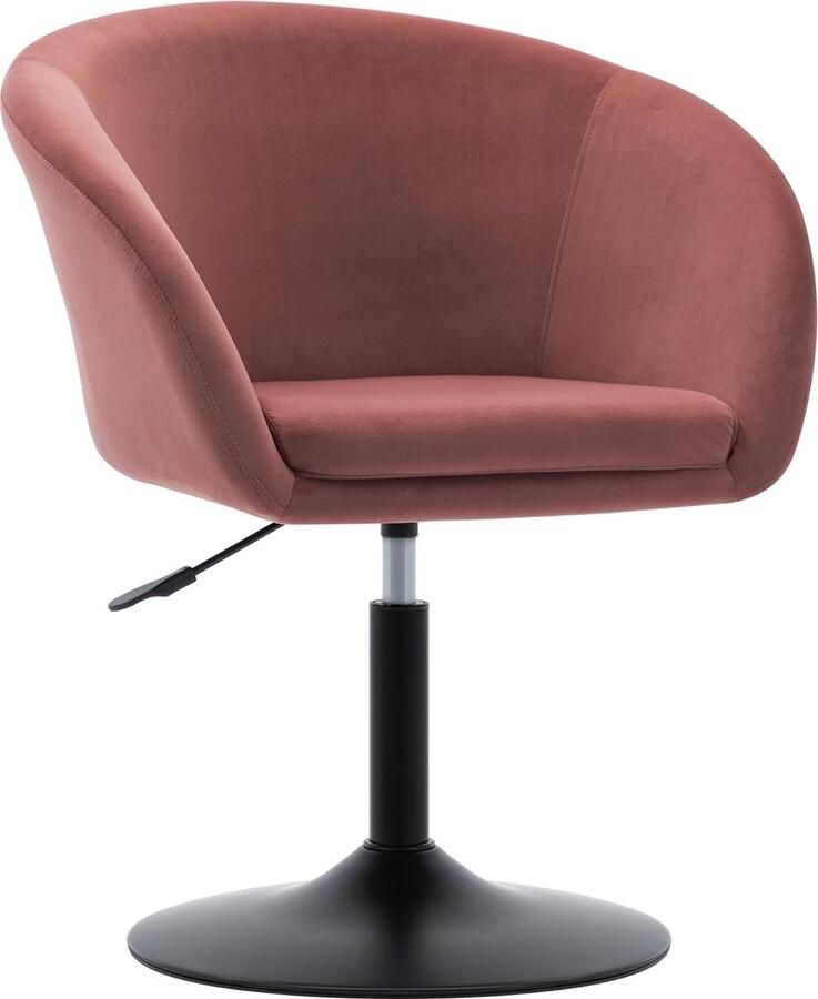 Make-upstoel in hoogte verstelbaar loungestoel van fluweel draaibaar cocktailstoel draaistoel met armleuning voor woonkamer eetkamer slaapkamer roze