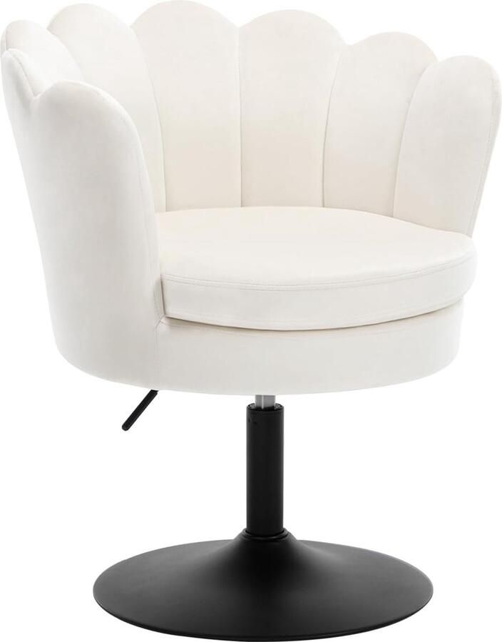 BH420be-1 Kaptafelstoel Bloemvormige kapstoel met rugleuning Eetkamerstoel in hoogte verstelbaar Barstoel 360° draaibaar Draaikruk 150 kg draagvermogen Ronde kruk met