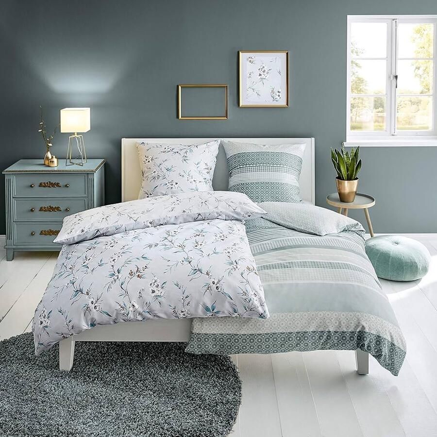 Mako-satijnen beddengoed set hoogwaardig 1 stuk 100% katoen 155 x 220 cm