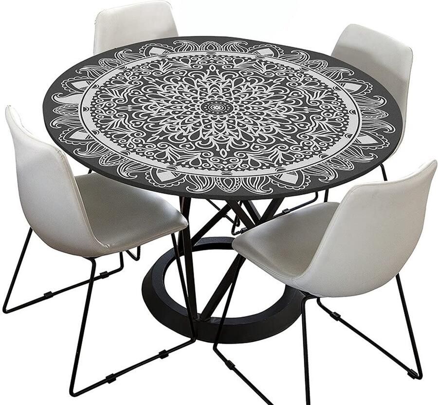 Mandala rond tafelkleed 3D waterdicht 120cm Licht Paars