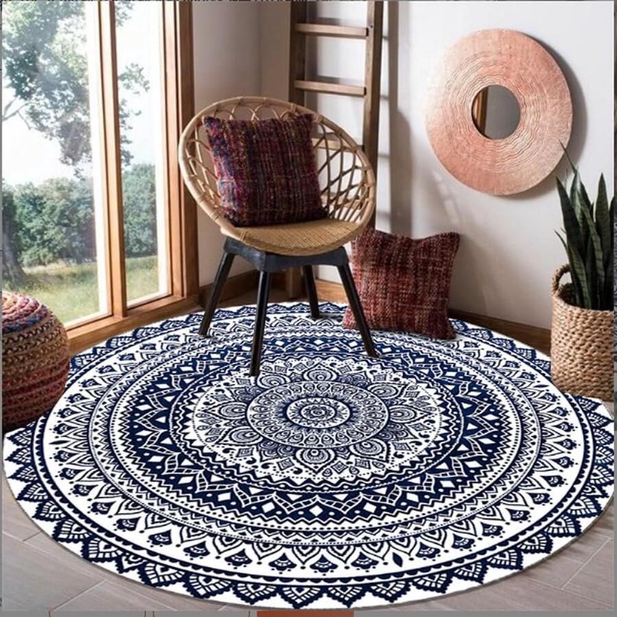 Mandala Ronde Tapijt Bohemian stijl Geschikt voor gezinnen 90 cm Wasbaar