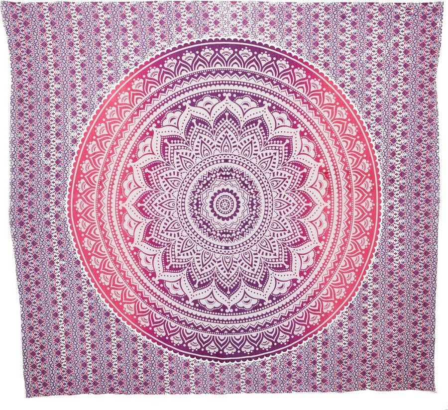 Mandala wanddoek uit India I 100% katoen I ca. 210x220 cm I Indiase Bohemian doek I deco woonkamer I Indiaas wandtapijt als sprei of sprei voor bank bed in queen size