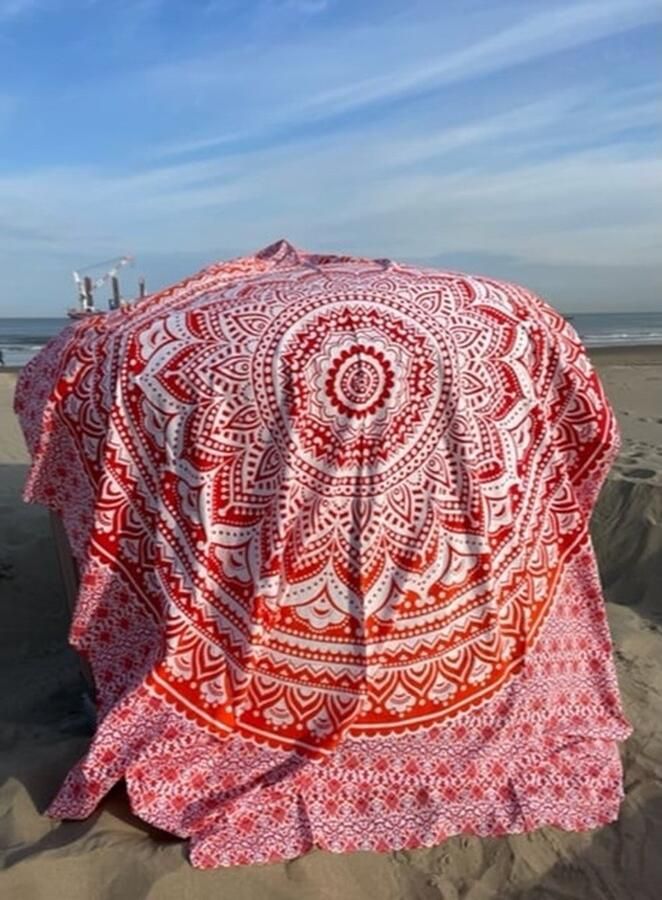 Mandaladoek oranje 240 x 210 cm XXL Ibiza laken- Lichtgewicht strandlaken -2-persoons katoenen badlaken Boho bed & bank sprei Festivalkleed Familiestrandlaken Schaduwdoek Muur decoratie Picknickkleed