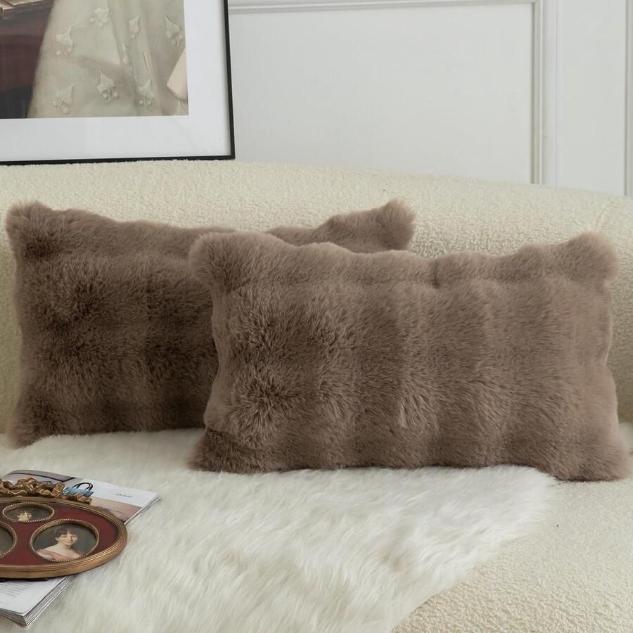 Mandioo Set van 2 luxe decoratieve dikke wollen kussenhoezen Superzachte golvende bubbel pluche wollen kussenslopen Decoratieve kussenslopen Bankkussen Slaapkamerkussenhoes voor bank 30x50cm TaupeNaam