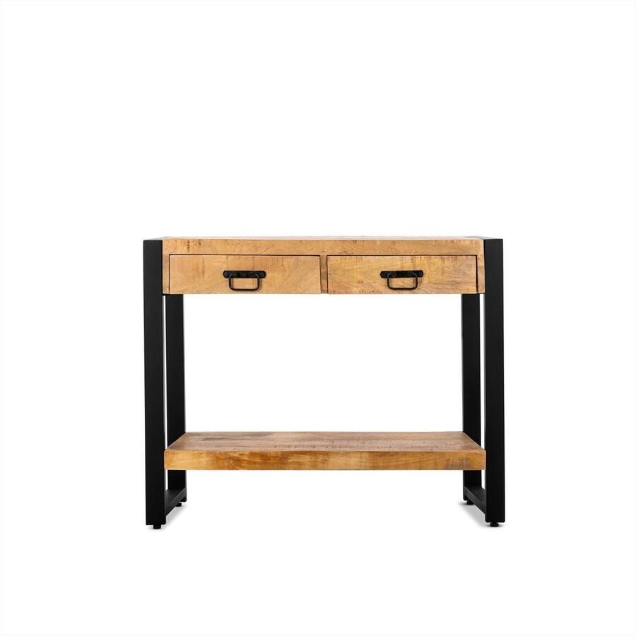 Starfun Mangohout Sidetable Boaz Dressoir Console Tafel met 2 lades 120 cm - Foto 3