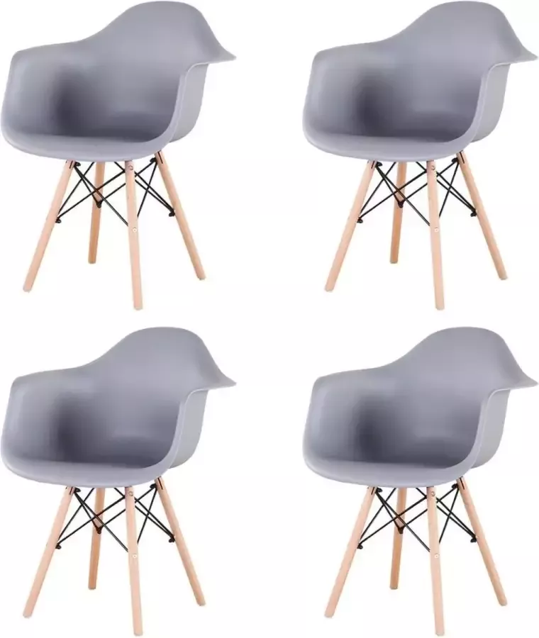 Manzibo Eetkamerstoel Set van 4 Grijs Hout Eetkamerstoelen Set Stoelen Set van 4 Modern Stoelen Stoel Scandinavisch