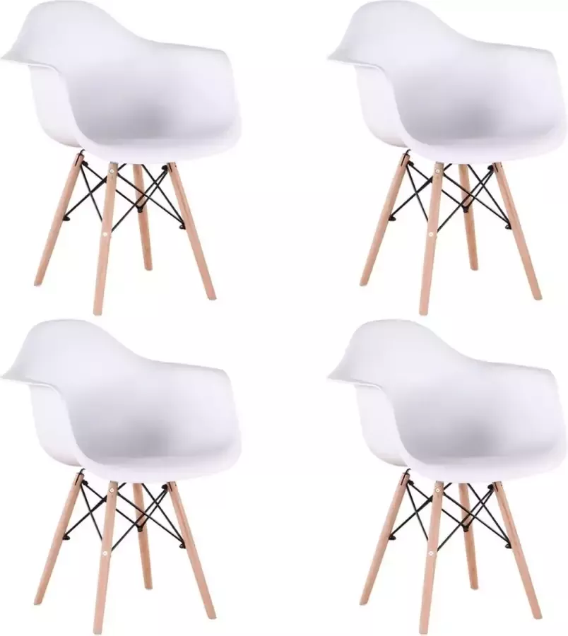 Manzibo Eetkamerstoel Set van 4 Wit Hout Eetkamerstoelen Set Stoelen Set van 4 Modern Stoelen Stoel Scandinavisch