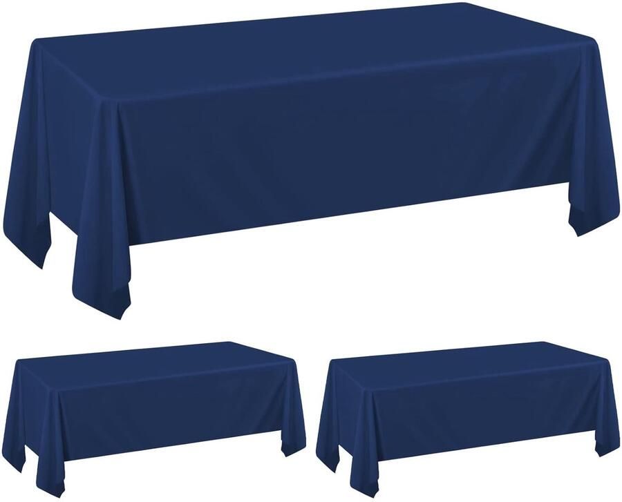 Marineblauw Tafelkleden Duurzaam en Herbruikbaar Set van 2 60x102 inch Polyester