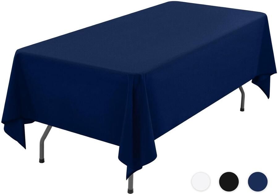 Marineblauw tafelkleed vlekbestendig set van 2 100% polyester 152 x 300 cm