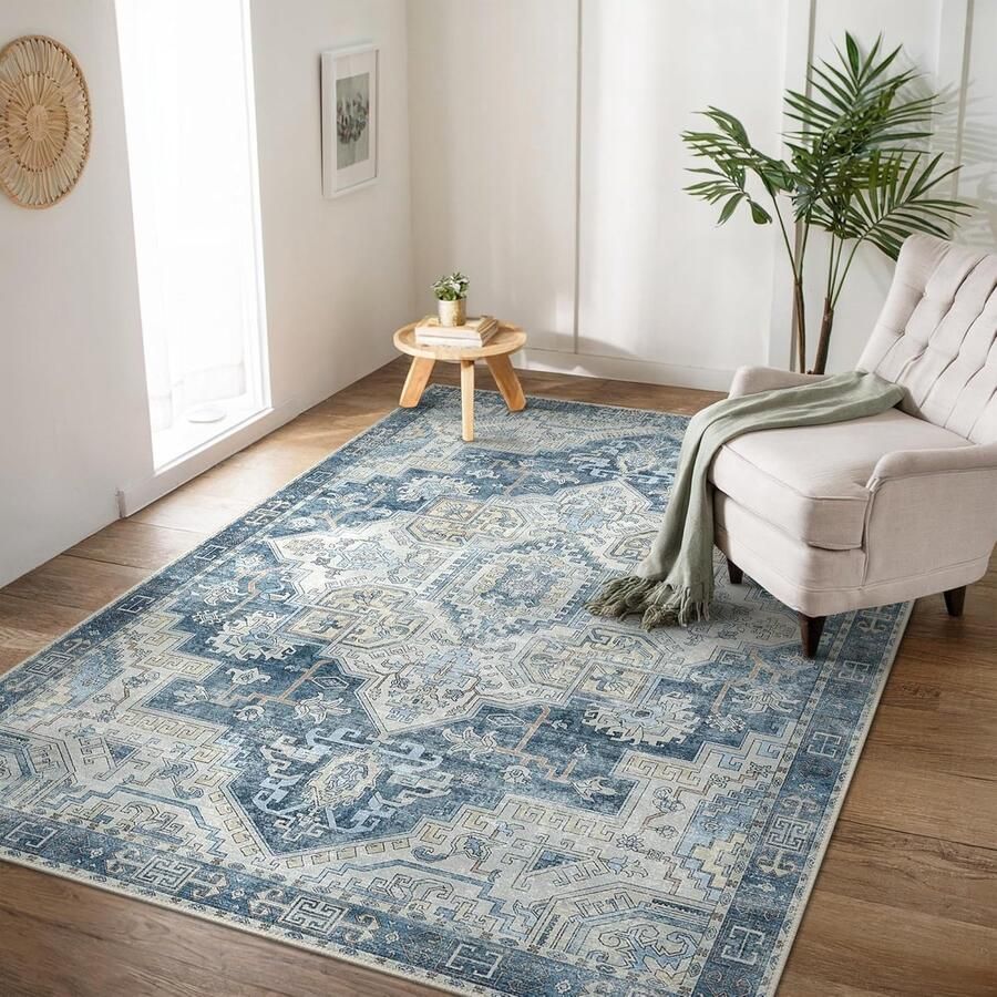 Marineblauw Vloerkleed Antislip en Wasbaar 120x170cm